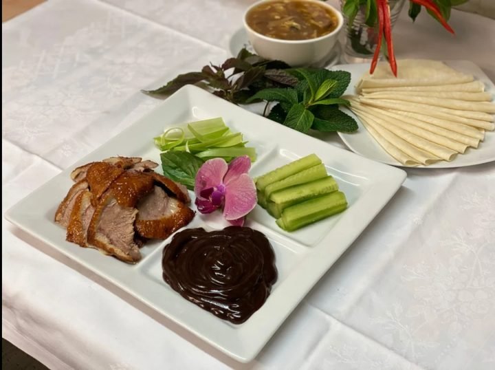 Peking duck (duck pancakes + duck soup)