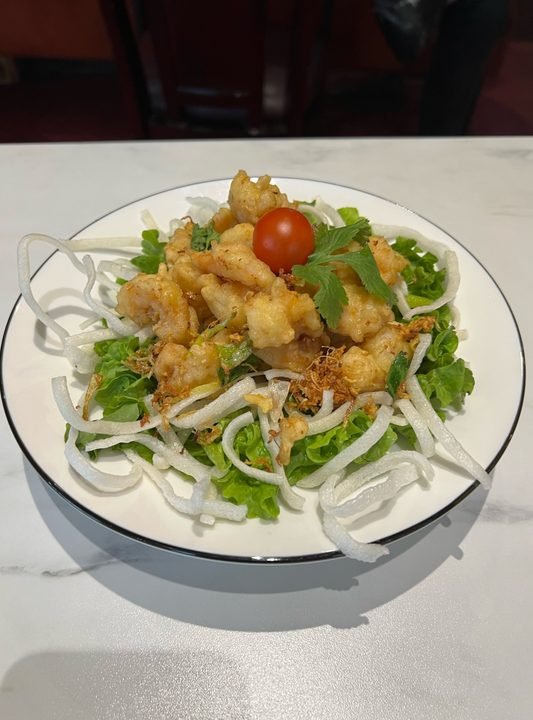 Crispy grilled salt and pepper prawns